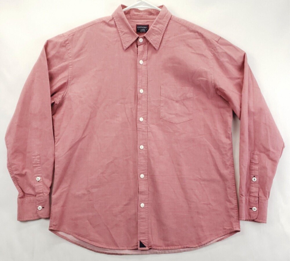 Untuckit Shirt Mens XL Pink 100% Cotton Chambray Long Sleeve Classic Button-Up